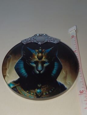 Egyptian Goddess Bastet. Suncatcher Or Christmas Ornament  Black & Teal Artwork